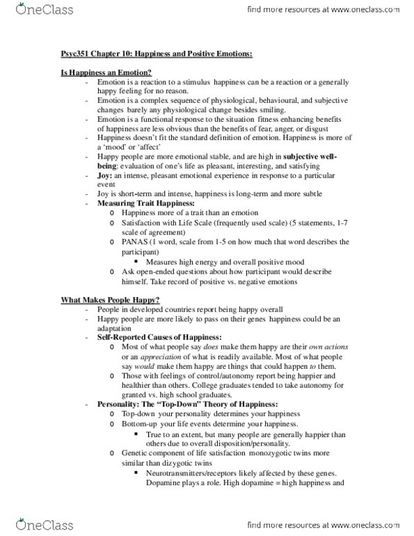 PSYC 351 Chapter Notes - Chapter 10: Extraversion And Introversion, Neuroticism thumbnail