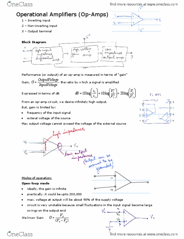 BIOE 3270 Lecture Notes - Lecture 2: Operational Amplifier, High-Pass Filter, Rc Circuit thumbnail