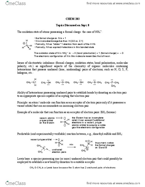 CHEM 203 Lecture Notes - Lecture 3: Dimethyl Sulfide, Atomic Orbital, Lewis Acids And Bases thumbnail
