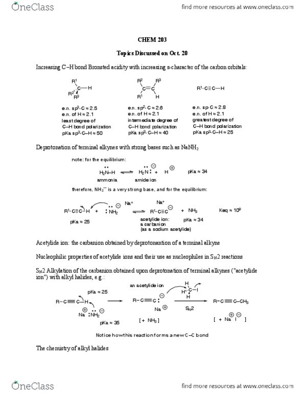 CHEM 203 Lecture Notes - Lecture 20: Acetylide, Bond-Dissociation Energy, Chemical Polarity thumbnail