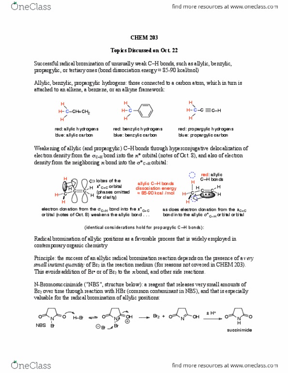 CHEM 203 Lecture Notes - Lecture 21: Succinimide, Allyl Group, Bond-Dissociation Energy thumbnail