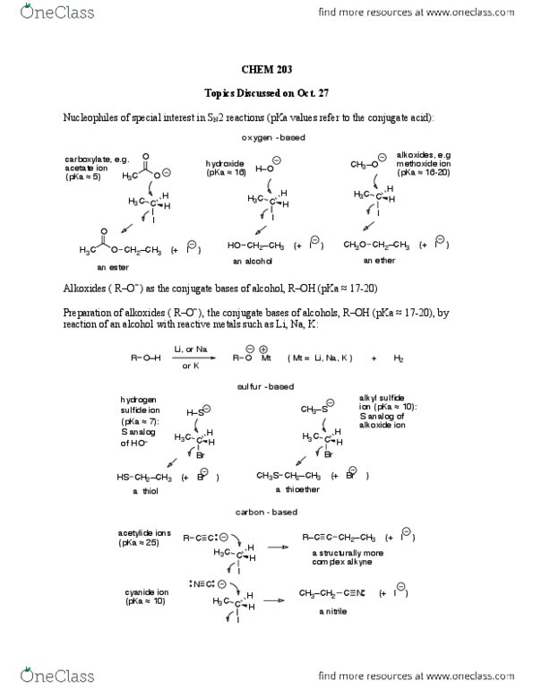 CHEM 203 Lecture Notes - Lecture 23: Sodium Azide, Azide, Alkoxide thumbnail