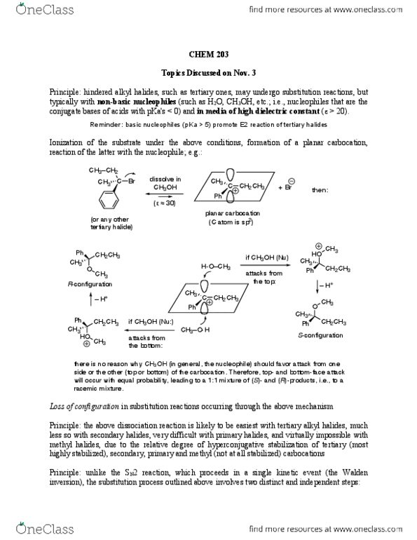 CHEM 203 Lecture Notes - Lecture 26: Nucleophilic Aromatic Substitution, Relative Permittivity, Racemic Mixture thumbnail
