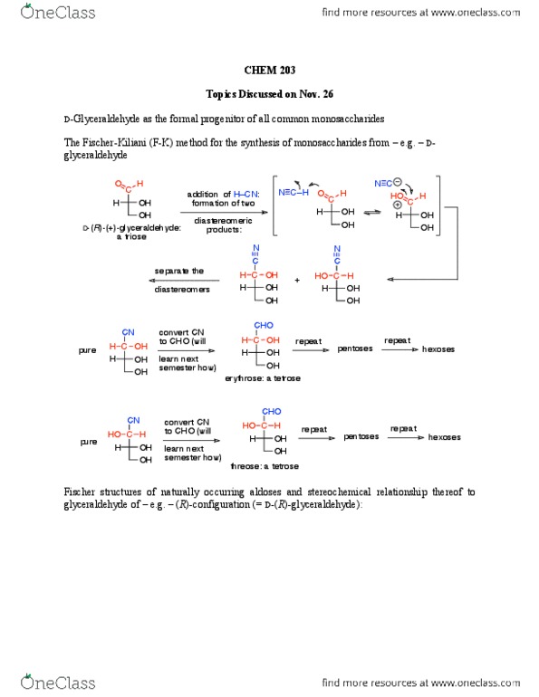 CHEM 203 Lecture Notes - Lecture 36: Erythrose, Fischer Projection, Oxyhydrogen thumbnail