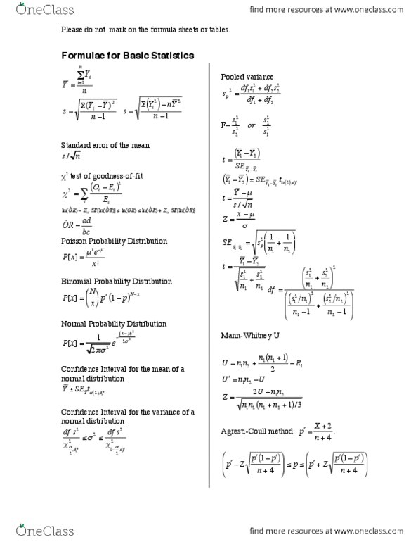 BIOL 300 Lecture Notes - Lecture 1: Poisson Distribution, Pooled Variance, Binomial Distribution thumbnail