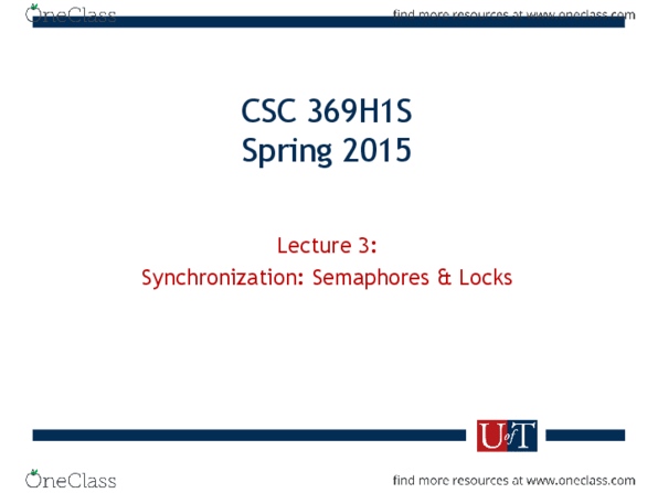 CSC369H1 Lecture Notes - Lecture 3: Mutual Exclusion, Local Variable, Spinlock thumbnail