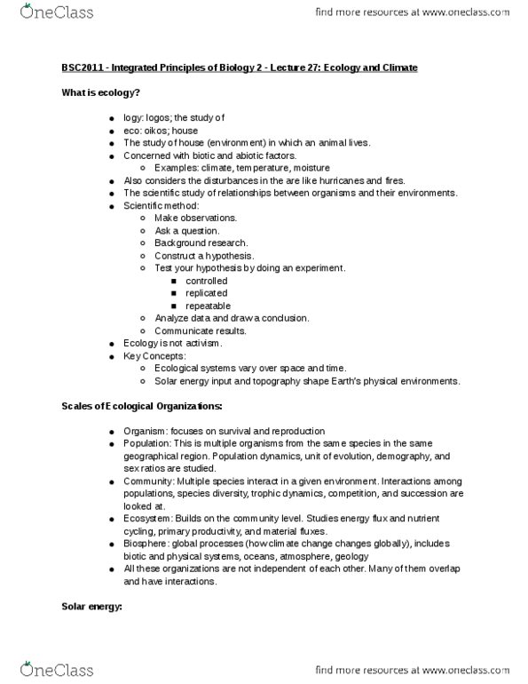 BSC 2011 Lecture Notes - Lecture 27: Food Web, Energy Flux, Shortwave Radio thumbnail