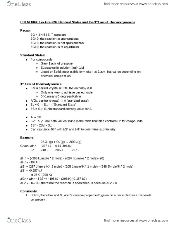 CHEM 1062 Lecture Notes - Lecture 26: Joule, Thermodynamics thumbnail