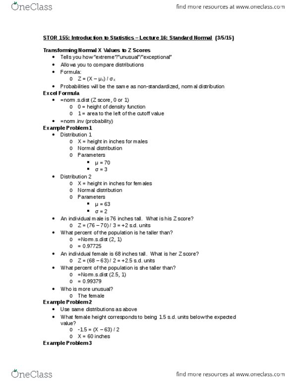 STOR 155 Lecture Notes - Lecture 16: Standard Score, Standard Deviation thumbnail