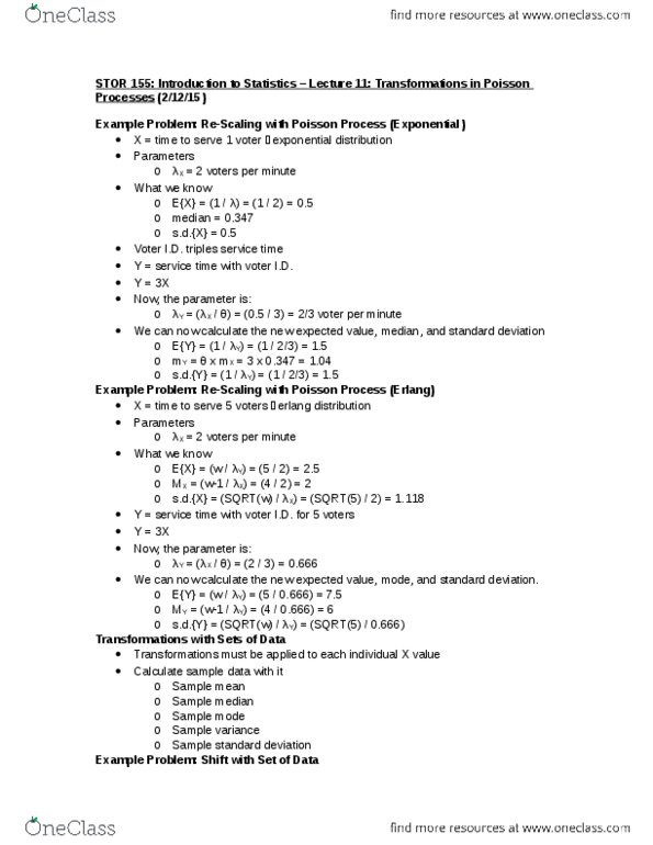 STOR 155 Lecture Notes - Lecture 11: Erlang Distribution, Poisson Point Process, Y-Stations thumbnail