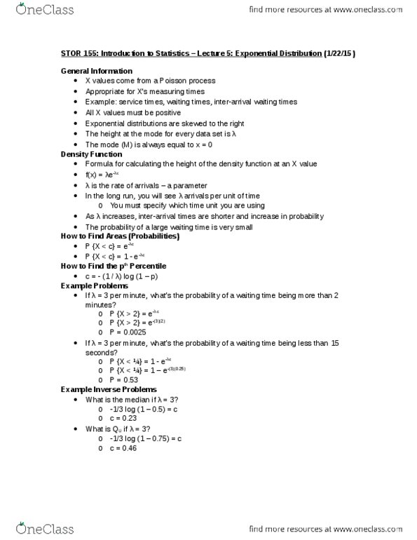 STOR 155 Lecture Notes - Lecture 5: Poisson Point Process, Percentile thumbnail