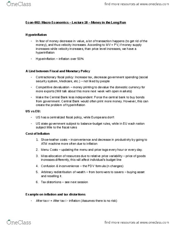 ECON 002 Lecture Notes - Lecture 19: Money Supply thumbnail