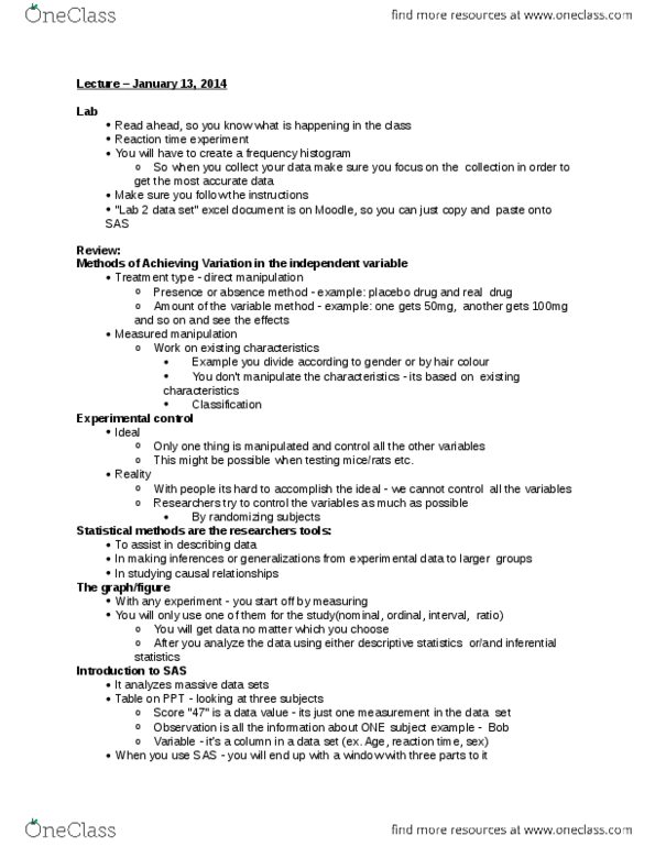 KINE 2050 Lecture Notes - Lecture 3: Semicolon, Statistical Inference, Frequency Distribution thumbnail