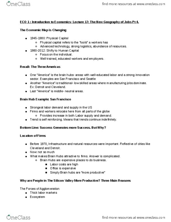 ECON 1 Lecture Notes - Lecture 17: Physical Capital, Human Capital thumbnail