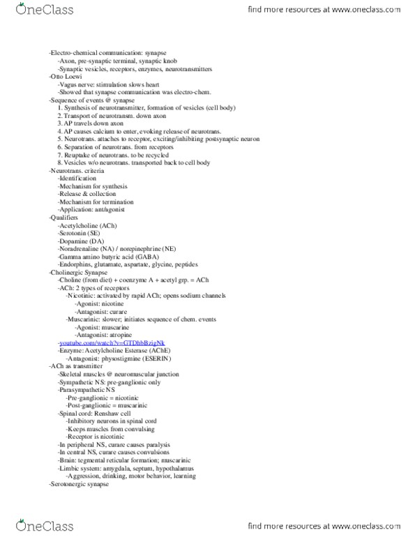 PSY 315 Lecture Notes - Lecture 6: Otto Loewi, Renshaw Cell, Neuromuscular Junction thumbnail