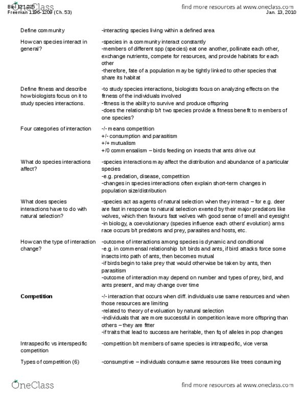 BIOL 121 Lecture Notes - Lecture 2: Interspecific Competition, Competitive Exclusion Principle, Ecological Niche thumbnail