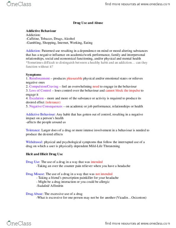KINE 1000 Lecture Notes - Lecture 1: Caffeine, Inhalant, Mescaline thumbnail