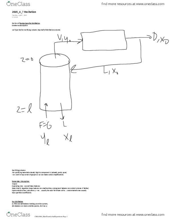 CHEN 3006 Lecture Notes - Lecture 37: Control Volume, Methyl Acetate, Partition Coefficient thumbnail