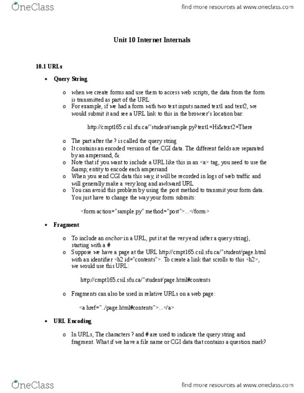 CMPT 165 Chapter Notes - Chapter 10: Ampersand, Doubleclick, Query String thumbnail