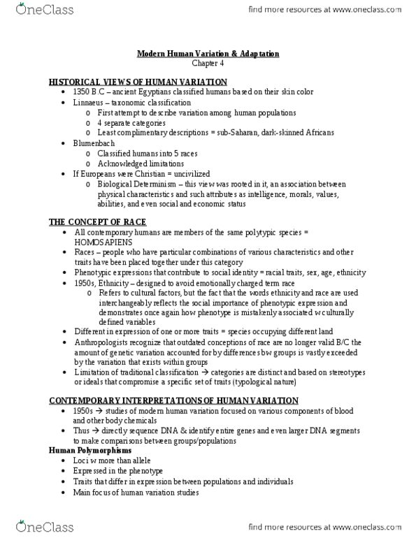 ANT101H5 Lecture Notes - Lecture 4: World Health Organization, Mate Choice, Lactose Intolerance thumbnail