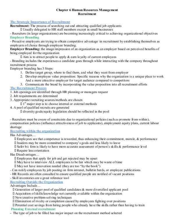 BUS 3000 Chapter 6: Chapter 6 Human Resources Notes.docx thumbnail