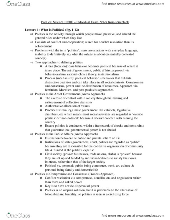 Political Science 1020E Chapter Notes - Chapter 1-13: Totalitarianism, Authoritarianism, Social Democracy thumbnail