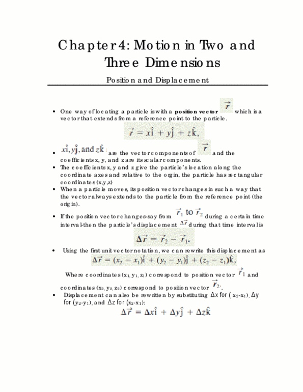 CAS PY 105 Chapter Notes - Chapter 4: Vector Projection, Cartesian Coordinate System, Unit Vector thumbnail