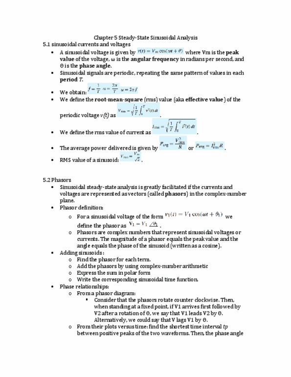 ECE-105 Chapter Notes - Chapter 5: Inductance, Angular Frequency, Matlab thumbnail