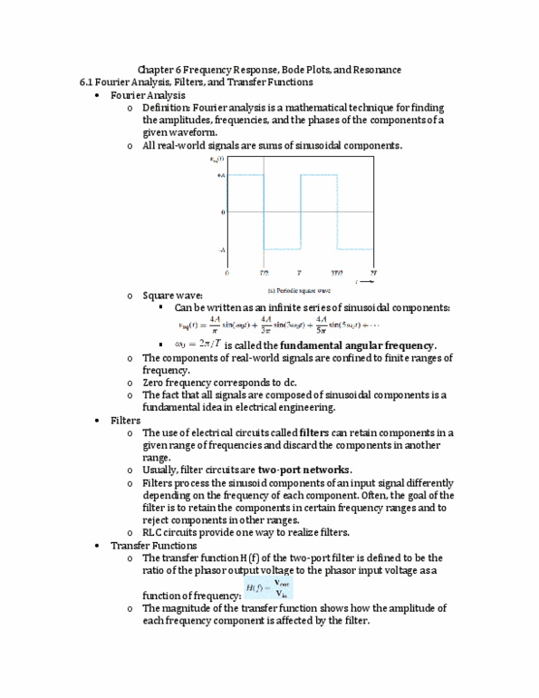 ECE-105 Chapter Notes - Chapter 6: Angular Frequency, Phasor, Fourier Analysis thumbnail