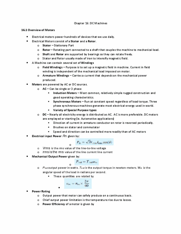 ECE-105 Chapter Notes - Chapter 16: Magnetization, Equivalent Circuit, Regulation A thumbnail