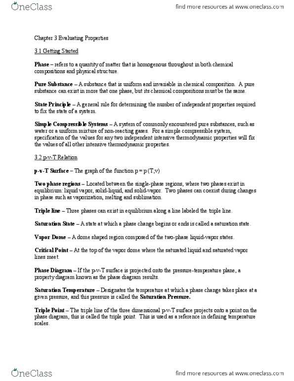 CHEN 3101 Chapter Notes - Chapter 3: Heat Capacity Ratio, Compressibility Factor, Dome A thumbnail