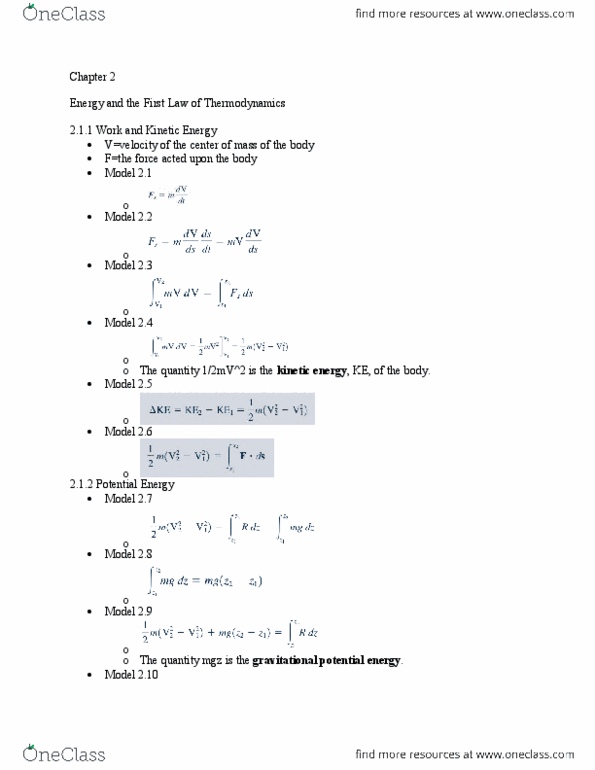 CHEN 3101 Chapter Notes - Chapter 2: Polytropic Process, Thermodynamic Cycle, Thermodynamics thumbnail
