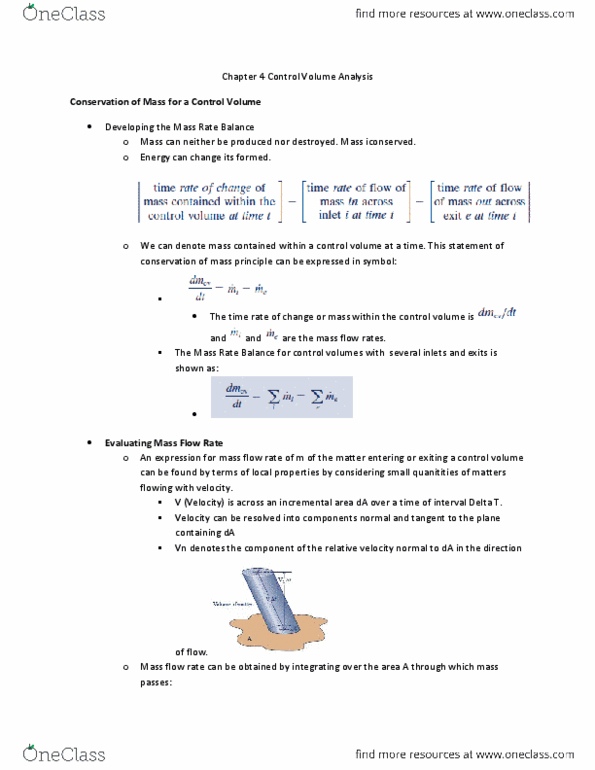 CHEN 3101 Chapter Notes - Chapter 4: Mass Flow Rate, Kinetic Energy, Wind Tunnel thumbnail