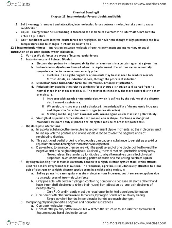 CHEM 1210 Chapter Notes - Chapter 12: Partially Ordered Set, Phase Diagram, Atomic Orbital thumbnail