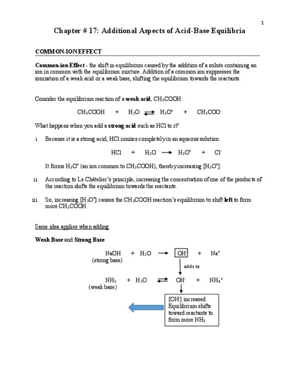 CHEM 1220 Chapter Notes - Chapter 17: Conjugate Acid, Sodium Hydroxide, Equivalence Point thumbnail