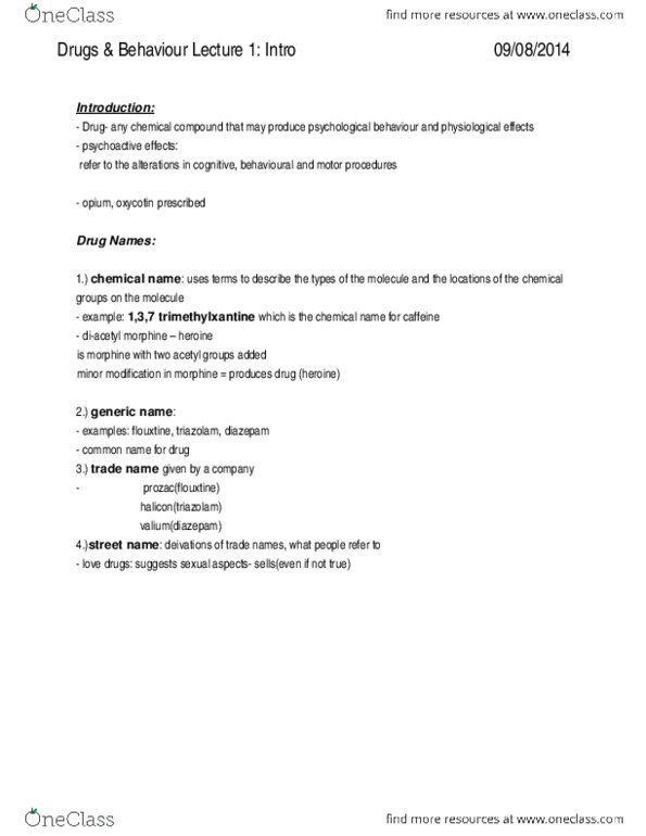 Psychology 2020A/B Lecture Notes - Lecture 2: Fluoxetine, Triazolam, Nicotine thumbnail