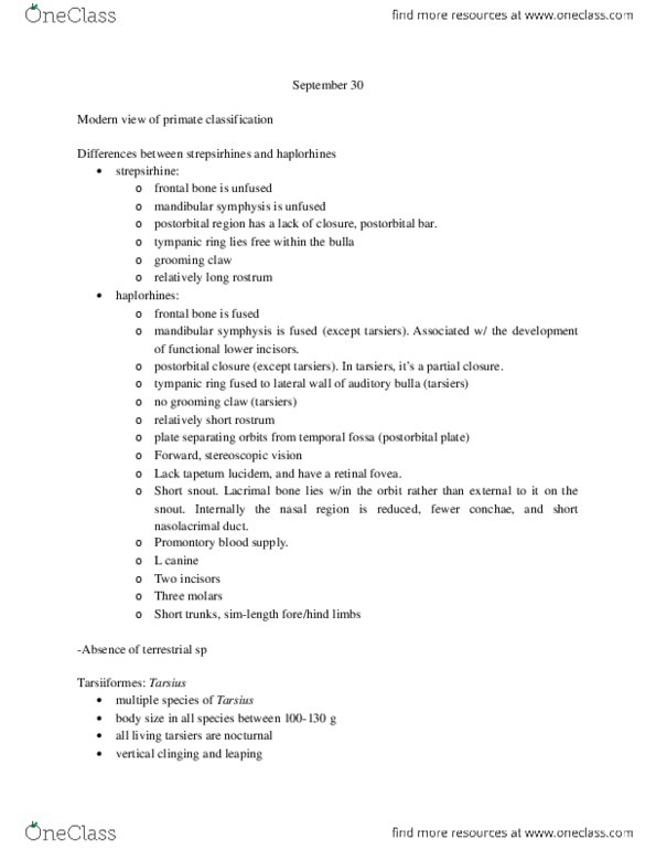 ANT333Y1 Lecture Notes - Lecture 4: Spider Monkey, Saki Monkey, Tamarin thumbnail