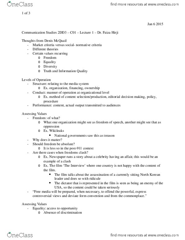 CMST 2DD3 Lecture 1: CMST 2DD3 Theories of Organizations.docx thumbnail