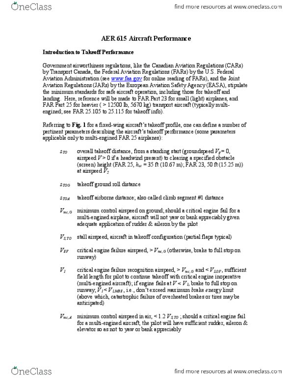 AER 615 Lecture Notes - Lecture 1: Lift Coefficient, Federal Aviation Administration, Transport Canada thumbnail