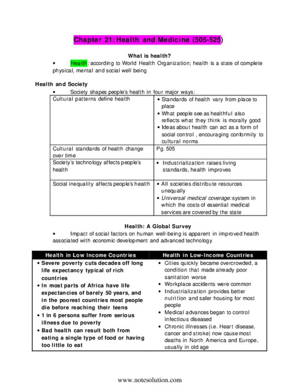 SOC100H5 Chapter Notes - Chapter 21: Psychosomatic Medicine thumbnail