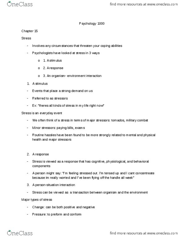 Psychology 1000 Lecture Notes - Lecture 26: Defence Mechanisms, Explanatory Style, Absenteeism thumbnail