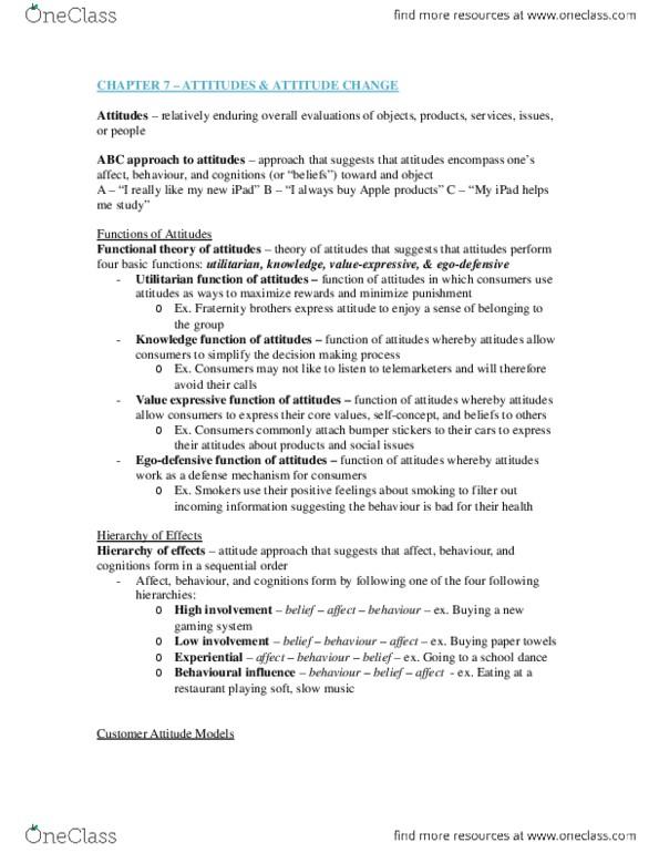 MKT 400 Chapter Notes - Chapter 6-15: Psychographic, Dishwasher, Agreeableness thumbnail