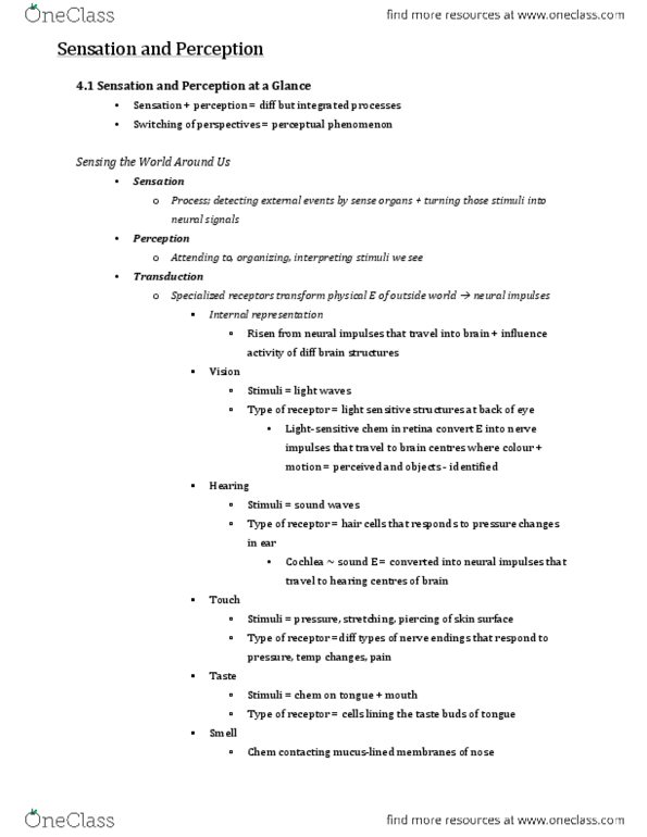 PSYA01H3 Chapter Notes - Chapter 4: Mortimer Mishkin, Parietal Lobe, Electromagnetic Spectrum thumbnail