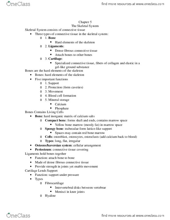 BSC 109 Lecture Notes - Lecture 5: Cartilage, Anatomical Terms Of Motion, Osteoarthritis thumbnail