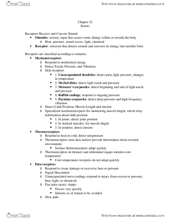 BSC 109 Lecture Notes - Lecture 12: Far-Sightedness, Retina, Mechanoreceptor thumbnail