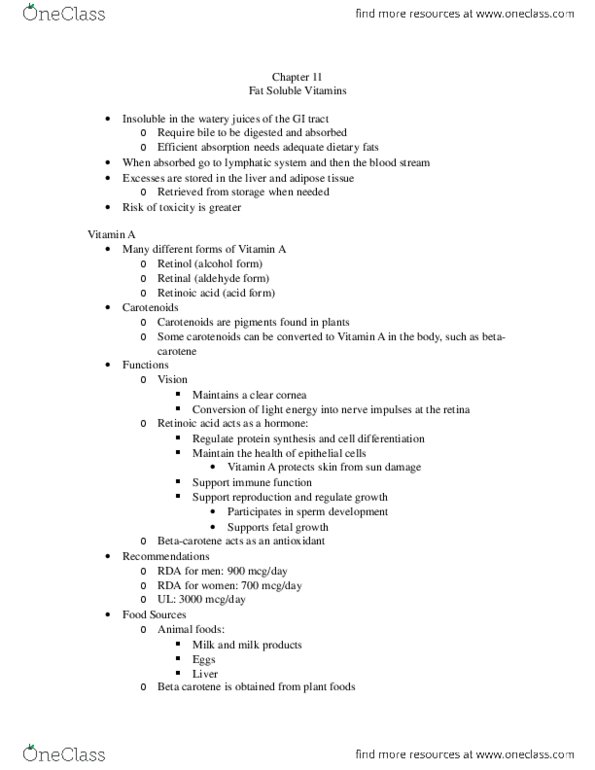 NHM 101 Lecture Notes - Lecture 11: Osteoporosis, Osteomalacia, Carotene thumbnail