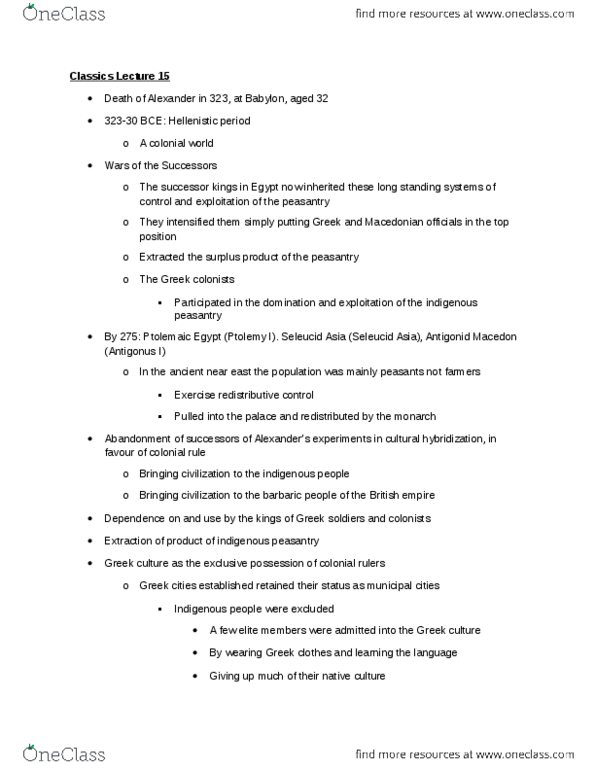 CLASSICS 1M03 Lecture Notes - Lecture 15: Chauvinism, Antigonid Dynasty, Hasmonean Dynasty thumbnail