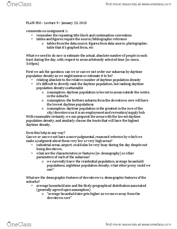 PLAN 350 Lecture Notes - Lecture 9: Census Tract thumbnail