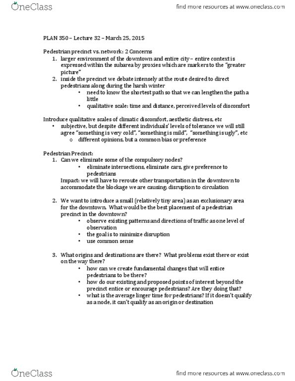 PLAN 350 Lecture Notes - Lecture 32: Pedestrian Zone thumbnail