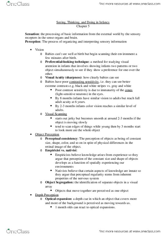 PSYC 302 Chapter Notes - Chapter 5: Stereopsis thumbnail